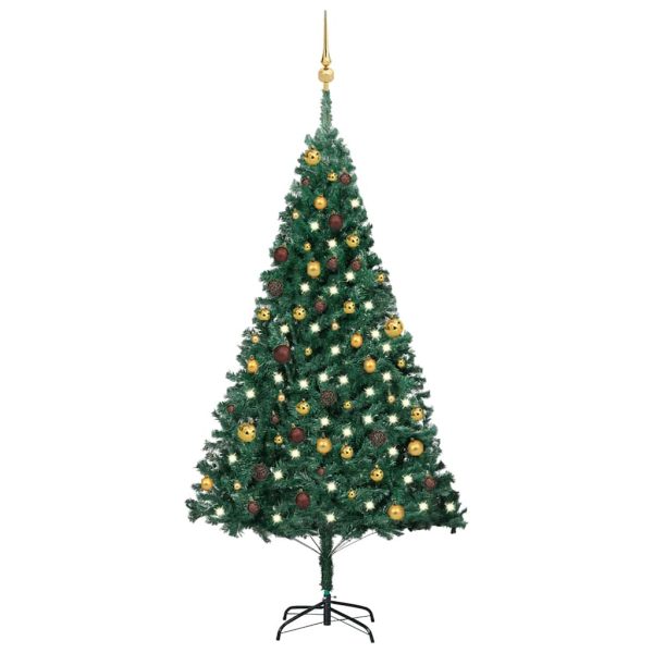 Árvore Natal artificial pré-iluminada c/ bolas 180 cm PVC verde