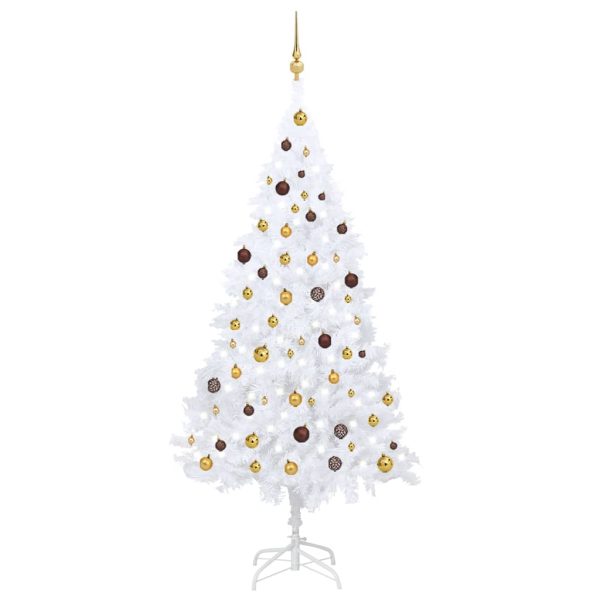 Árvore Natal artificial pré-iluminada c/ bolas PVC branco