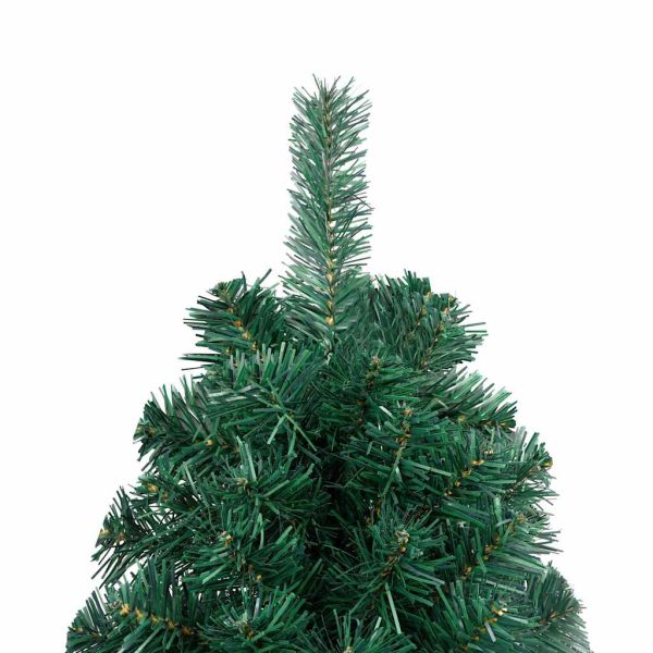 Meia árvore Natal artificial pré-iluminada c/ bolas verde - Image 4