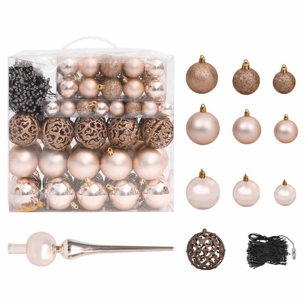 Árvore Natal artificial pré-iluminada c/ bolas 240cm PVC preto - Image 6