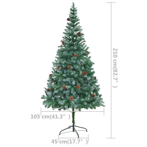 Árvore Natal artificial pré-iluminada c/ bolas e pinhas 210 cm - Image 10