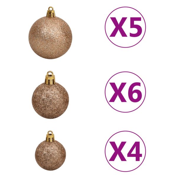 Árvore Natal artificial pré-iluminada c/ bolas e pinhas 180 cm - Image 8