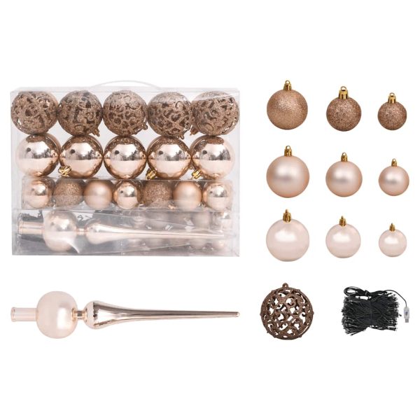 Árvore Natal artificial c/ luzes LED e bolas 150 cm PVC branco - Image 6