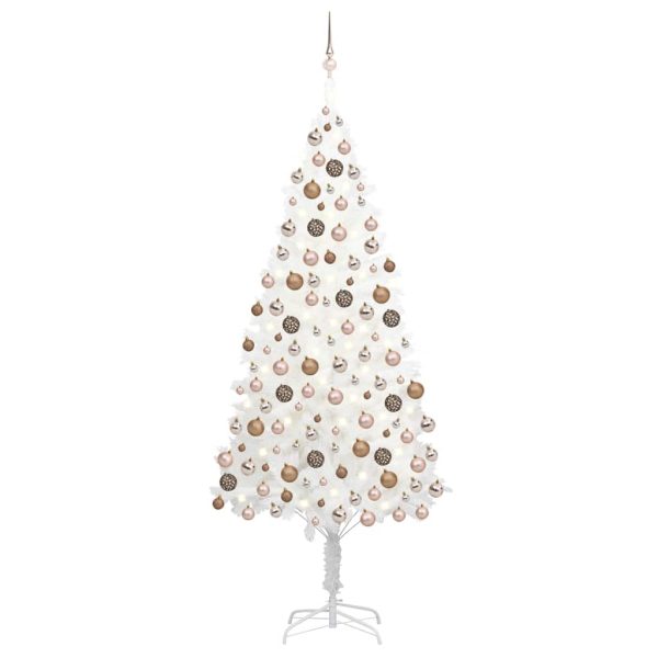 Árvore Natal artificial pré-iluminada c/ bolas 210 cm branco
