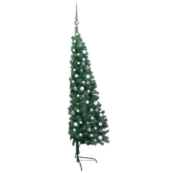 Meia árvore Natal artificial pré-iluminada c/ bolas verde - Image 2