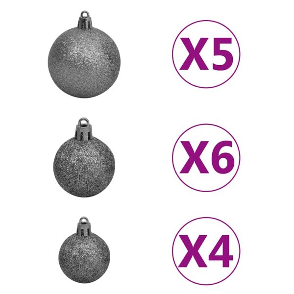 Meia árvore Natal artificial pré-iluminada c/ bolas branco - Image 11
