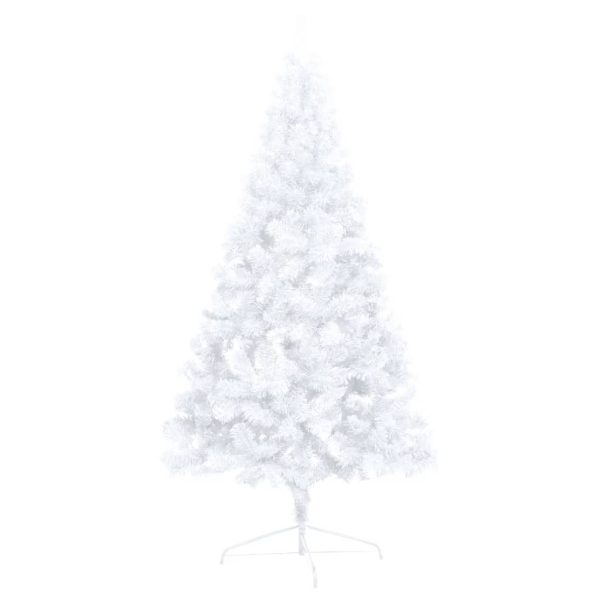 Meia árvore Natal artificial pré-iluminada c/ bolas branco - Image 5