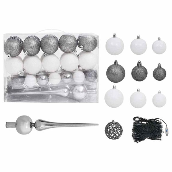 Árvore Natal artificial pré-iluminada c/ bolas 90 cm branco - Image 6