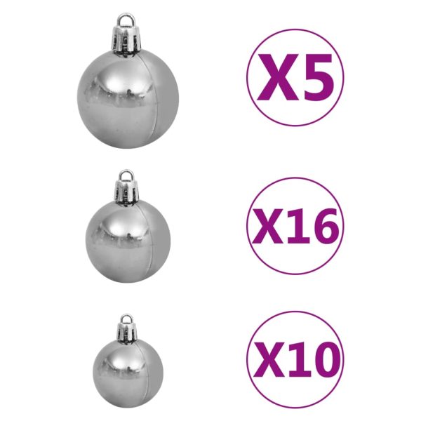 Árvore Natal artificial pré-iluminada c/ bolas branco - Image 11