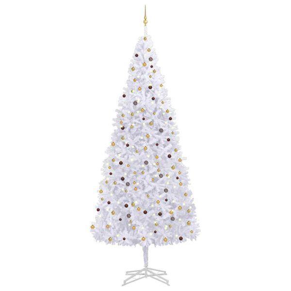 Árvore Natal artificial pré-iluminada c/bolas/LEDs 500cm branco