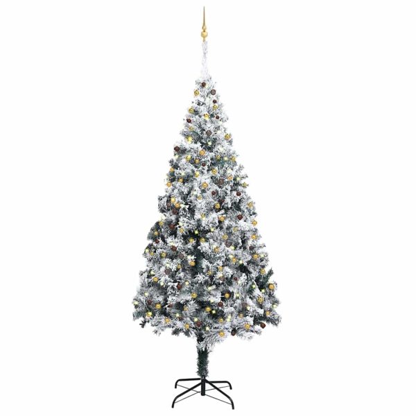 Árvore de Natal artificial c/ luzes LED/bolas/neve 400 cm verde