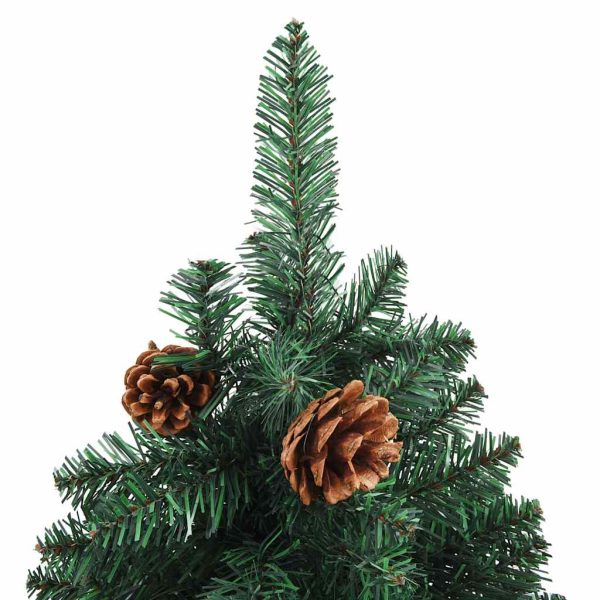 Árvore de Natal fina pré-iluminada com bolas 150 cm verde - Image 4