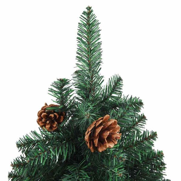 Árvore de Natal fina pré-iluminada com bolas 180 cm verde - Image 4