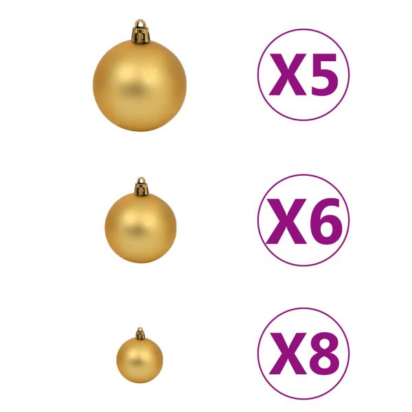 Árvore de Natal fina pré-iluminada com bolas 180 cm verde - Image 9