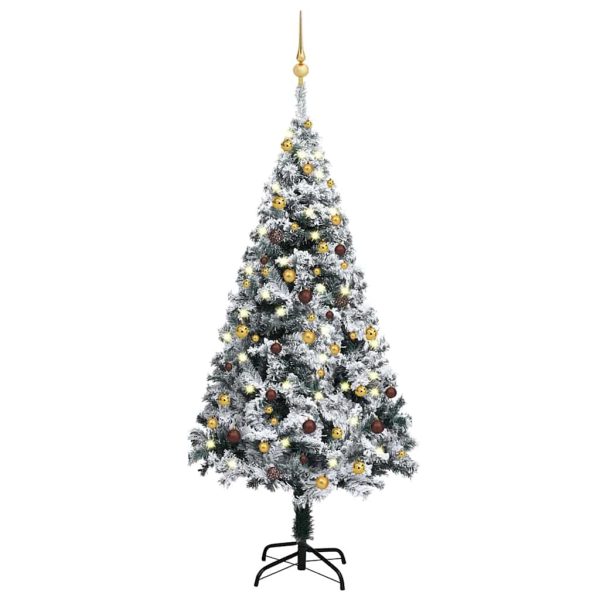 Árvore Natal artificial pré-iluminada c/ bolas 150 cm PVC verde