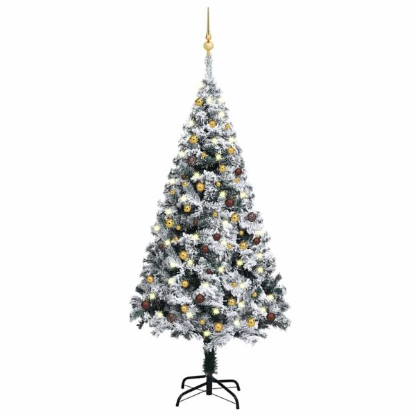 Árvore Natal artificial pré-iluminada c/ bolas 180 cm PVC verde