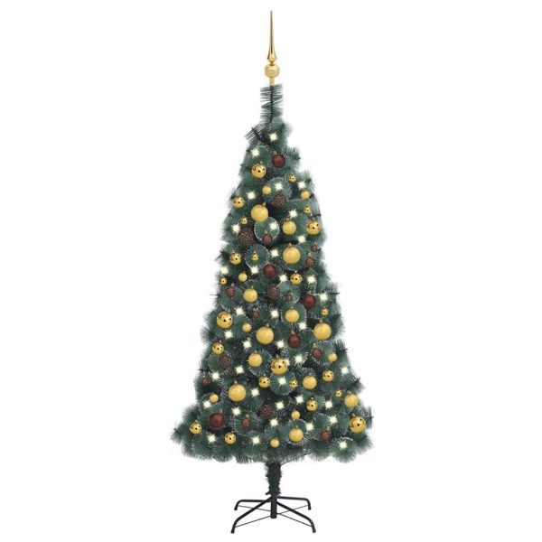 Árvore Natal artificial c/ luzes LED/bolas 150 cm PVC/PE verde