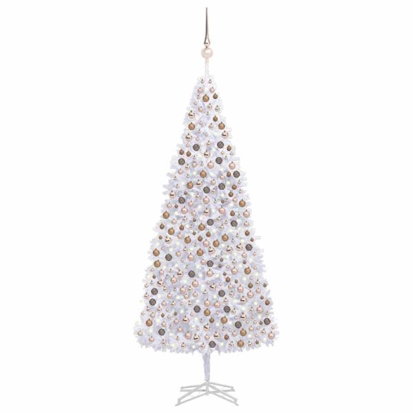 Árvore Natal artificial pré-iluminada c/bolas/LEDs 500cm branco