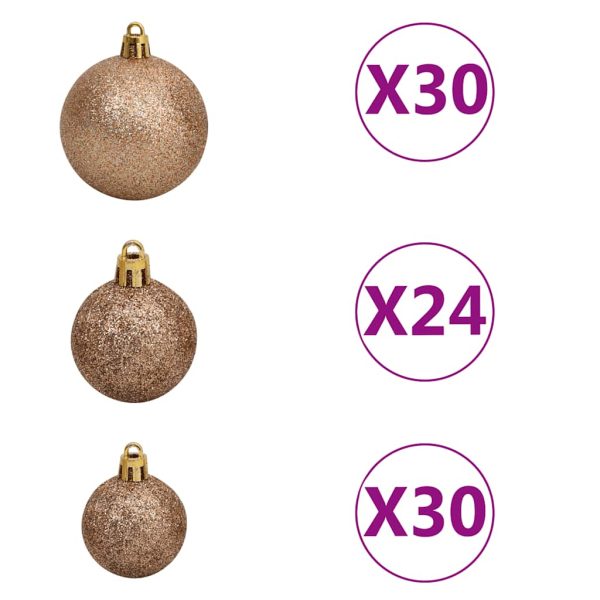 Árvore Natal artificial pré-iluminada c/bolas/LEDs 500cm branco - Image 6