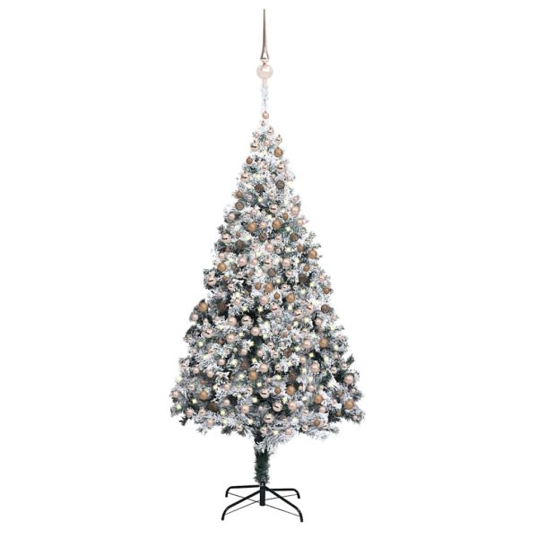 Árvore de Natal artificial c/ luzes LED/bolas/neve 400 cm verde