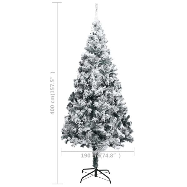 Árvore de Natal artificial c/ luzes LED/bolas/neve 400 cm verde - Image 11
