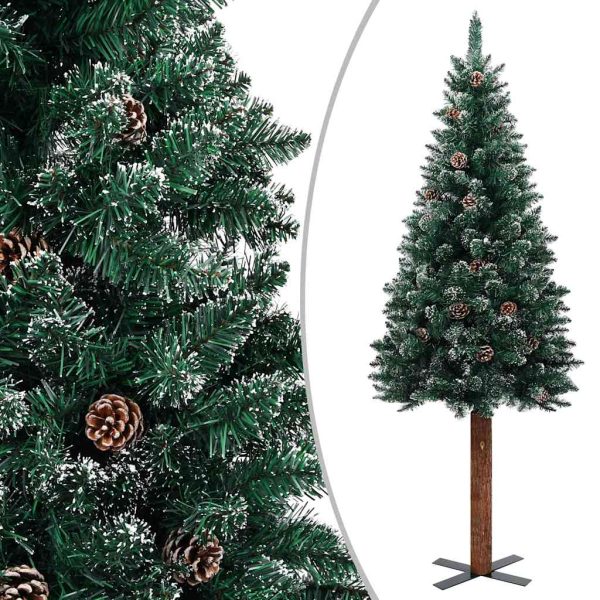 Árvore de Natal fina pré-iluminada com bolas 150 cm verde - Image 2