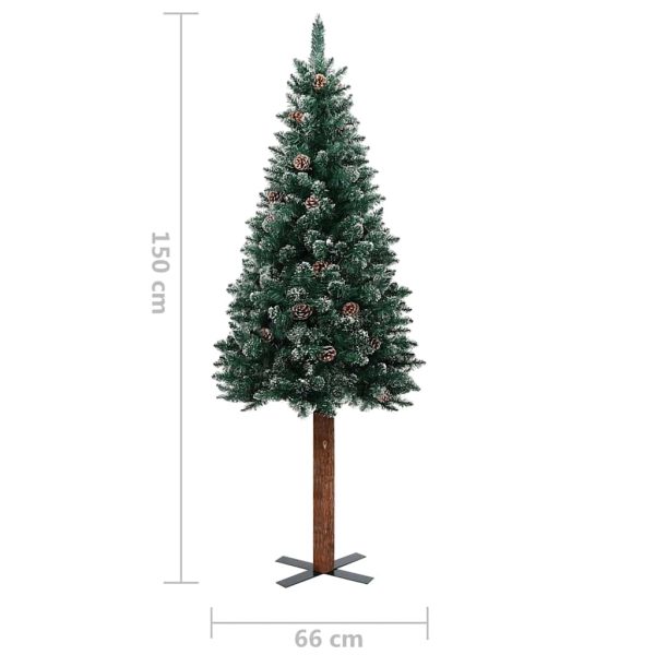 Árvore de Natal fina pré-iluminada com bolas 150 cm verde - Image 11