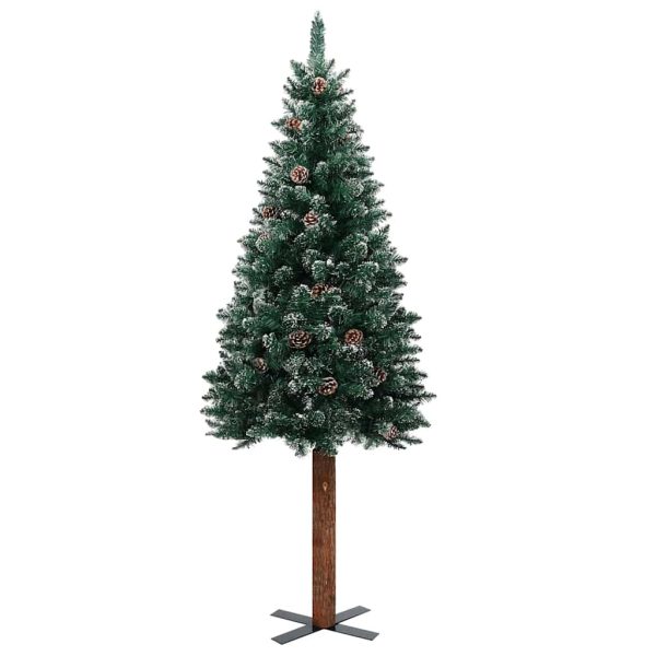 Árvore de Natal fina pré-iluminada com bolas 150 cm verde - Image 3