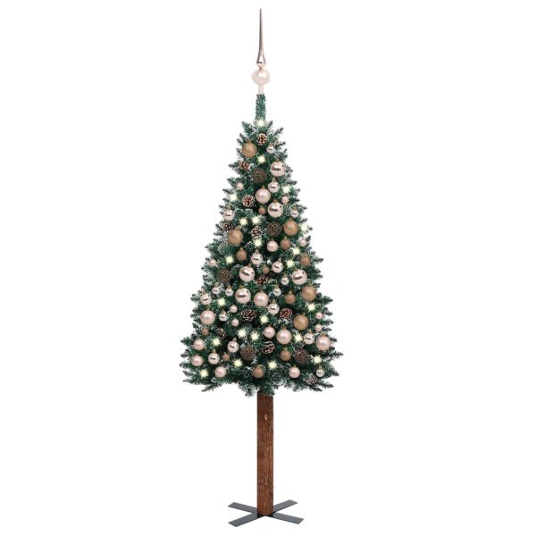 Árvore de Natal fina pré-iluminada com bolas 180 cm verde