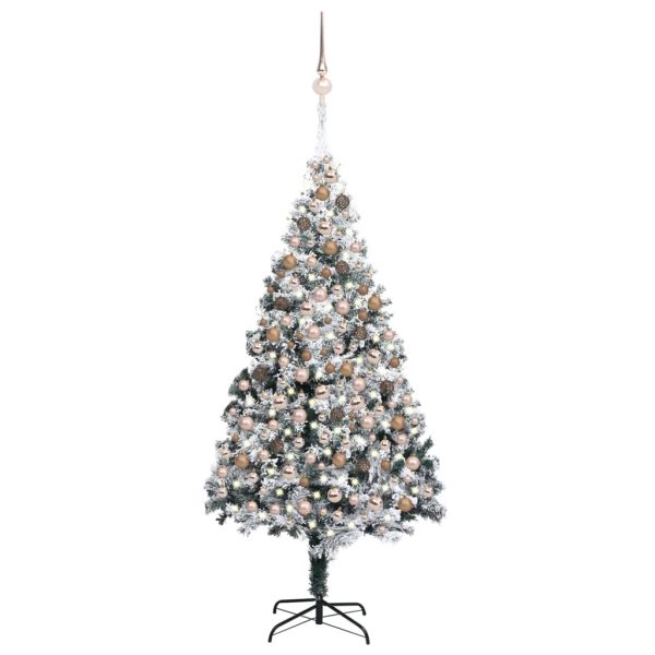 Árvore Natal artificial pré-iluminada c/ bolas 210 cm PVC verde