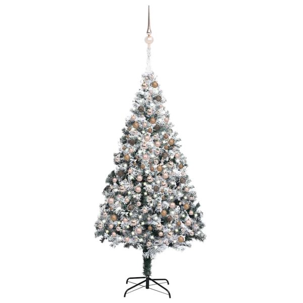 Árvore Natal artificial pré-iluminada c/ bolas 240 cm PVC verde