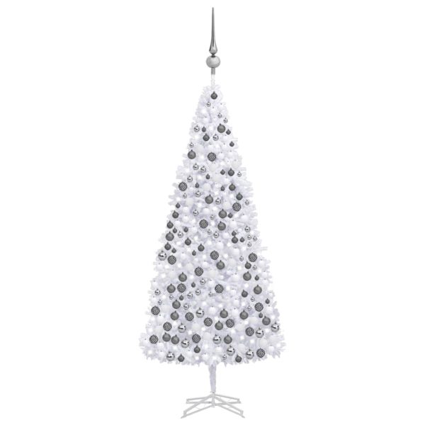 Árvore Natal artificial pré-iluminada c/bolas/LEDs 500cm branco