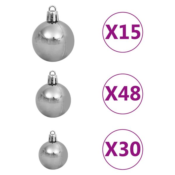 Árvore Natal artificial pré-iluminada c/bolas/LEDs 500cm branco - Image 7