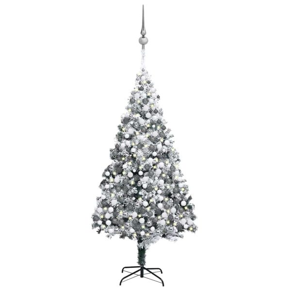Árvore de Natal artificial c/ luzes LED/bolas/neve 400 cm verde