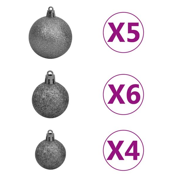 Árvore Natal artificial fina pré-iluminada c/ bolas 150cm verde - Image 8