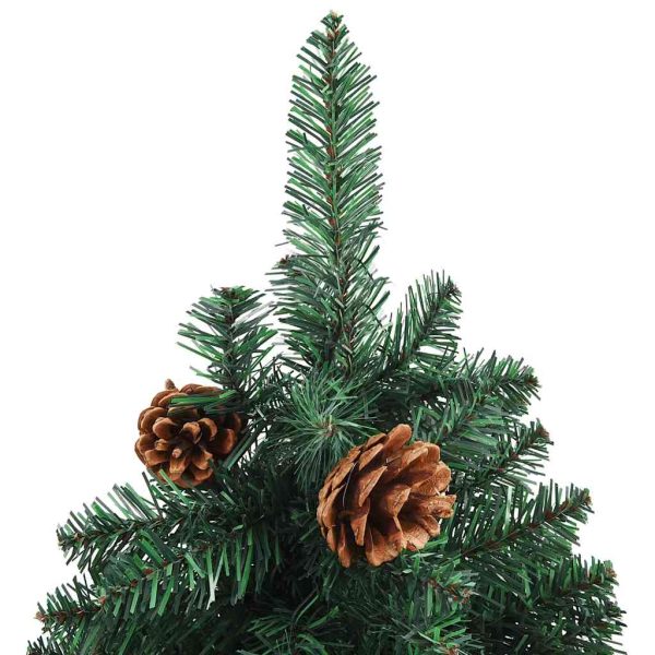 Árvore de Natal fina pré-iluminada com bolas 150 cm PVC verde - Image 4