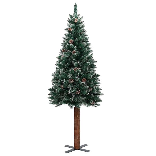 Árvore de Natal fina pré-iluminada com bolas 150 cm verde - Image 2