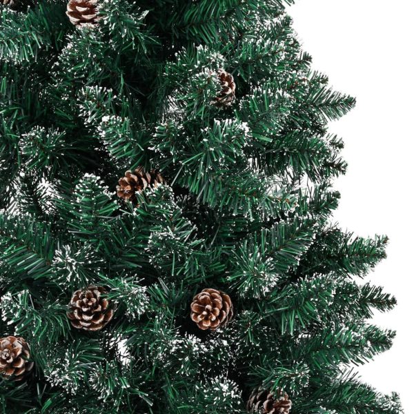 Árvore de Natal fina pré-iluminada com bolas 150 cm verde - Image 3