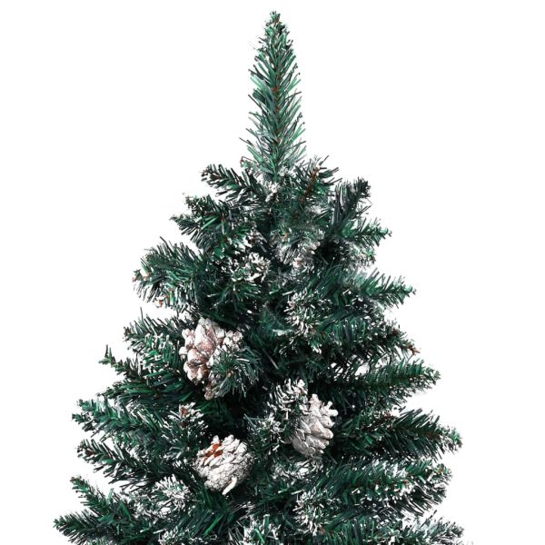 Árvore de Natal fina pré-iluminada com bolas 150 cm verde - Image 4