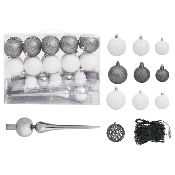 Árvore de Natal fina pré-iluminada com bolas 150 cm verde - Image 6