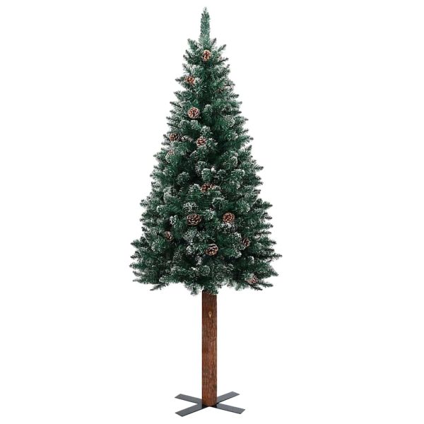 Árvore de Natal fina pré-iluminada com bolas 180 cm verde - Image 2