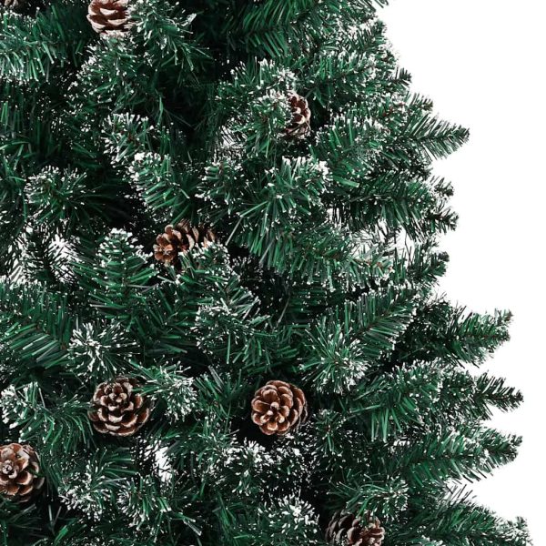 Árvore de Natal fina pré-iluminada com bolas 180 cm verde - Image 3