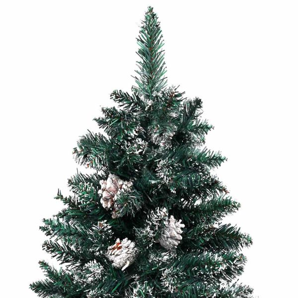 Árvore de Natal fina pré-iluminada com bolas 180 cm verde - Image 4