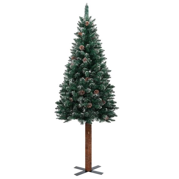 Árvore de Natal fina pré-iluminada com bolas 210 cm verde - Image 2