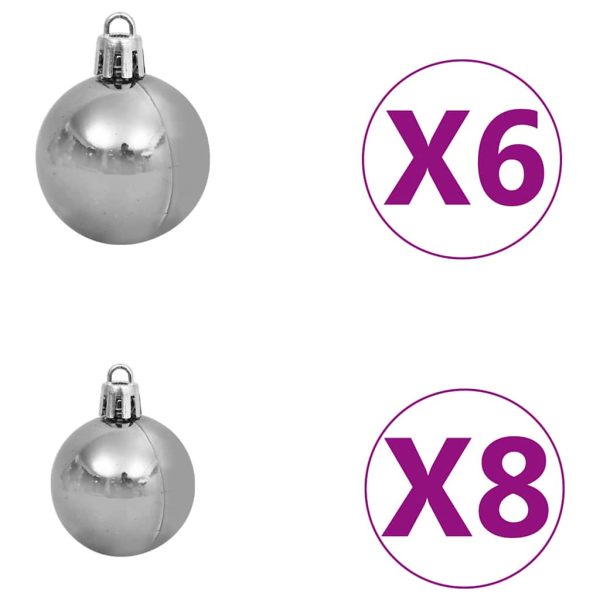 Árvore de Natal fina pré-iluminada com bolas 210 cm verde - Image 11