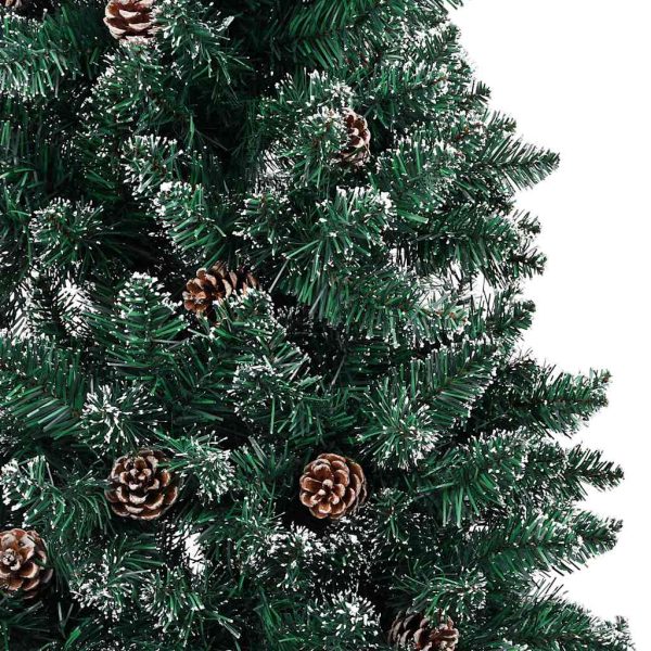 Árvore de Natal fina pré-iluminada com bolas 210 cm verde - Image 3