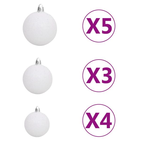 Árvore de Natal fina pré-iluminada com bolas 210 cm verde - Image 7