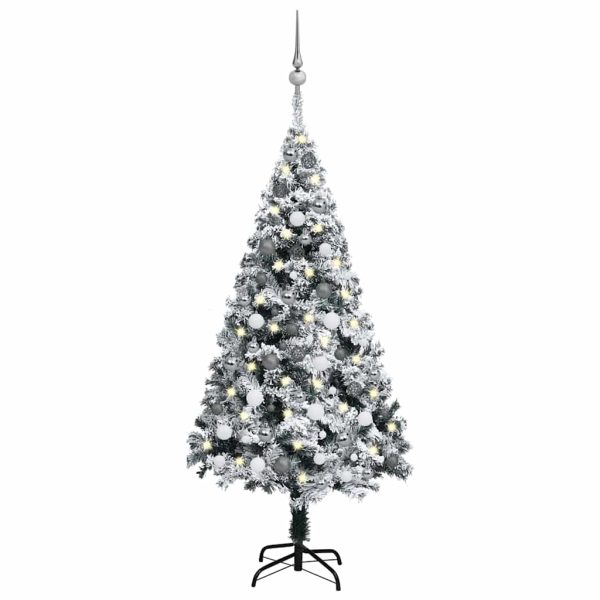 Árvore Natal artificial pré-iluminada c/ bolas 150 cm PVC verde