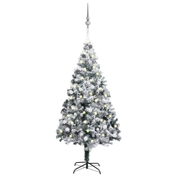 Árvore Natal artificial pré-iluminada c/ bolas 210 cm PVC verde