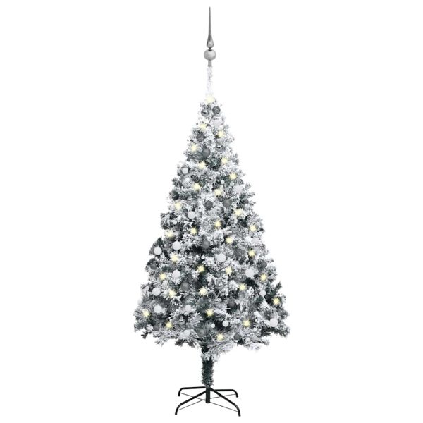 Árvore Natal artificial pré-iluminada c/ bolas 240 cm PVC verde